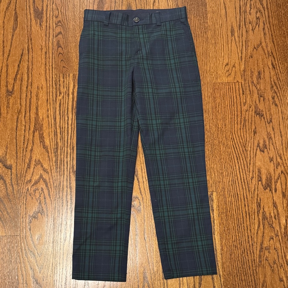 Vineyard Vines Boys’ Navy and Green Plaid Dress Pants